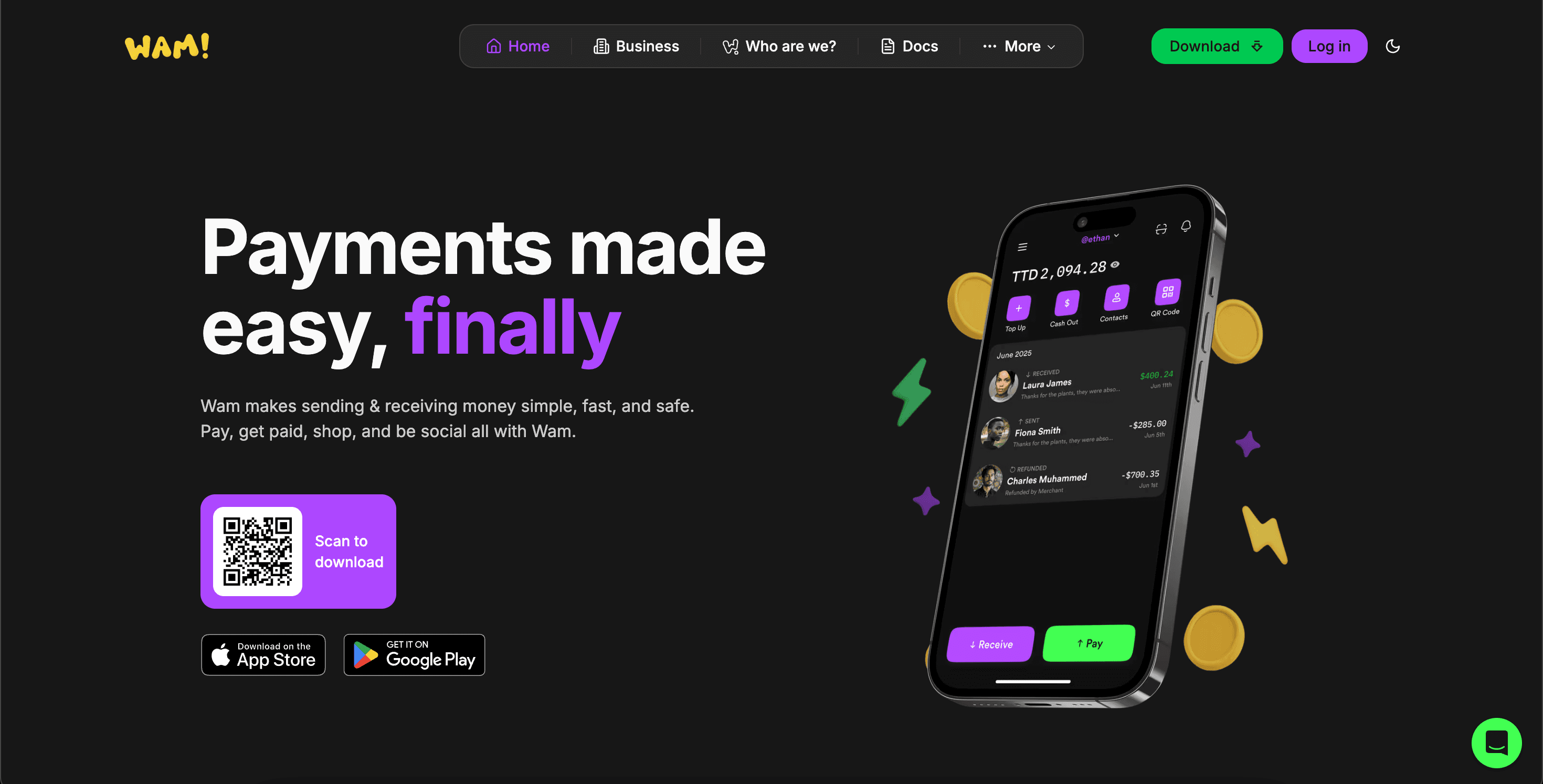 Wam homepage hero section